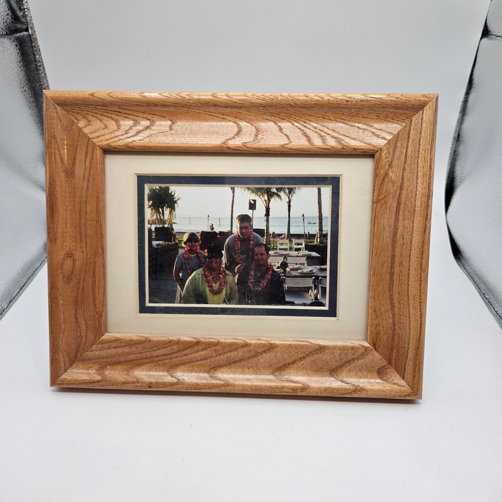 Solid Oak Wood Picture Frame 4x6 Matted Tabletop Wall Mount Natural Grain